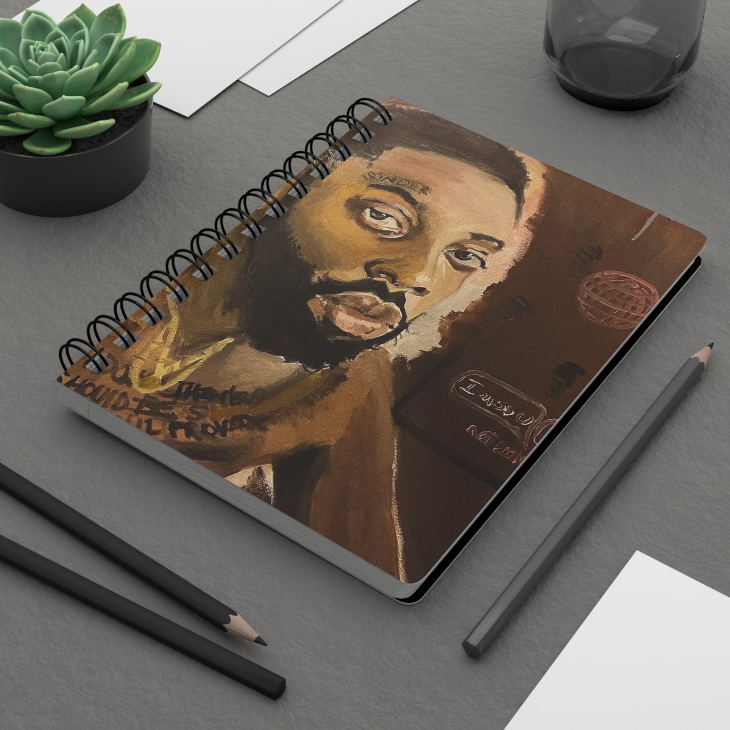 Brent Faiyaz Spiral Bound Journal - Original Artwork by CJSNOTHERE