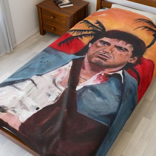 Tony Montana Colorful Blanket - Original Artwork by CJSNOTHERE